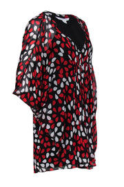 Current Boutique-Diane von Furstenberg - Black, Red & White Teardrop Printed Silk Dress Sz 4