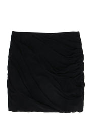 Current Boutique-Diane von Furstenberg - Black Ruched Silk Miniskirt Sz 8