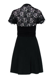 Current Boutique-Diane von Furstenberg - Black Short Sleeve "Elizabeth" Wrap Dress w/ Lace Trim Sz 6