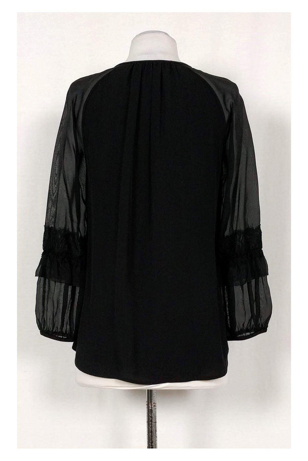 Current Boutique-Diane von Furstenberg - Black Silk Top w/ Lace Trim Sz 4