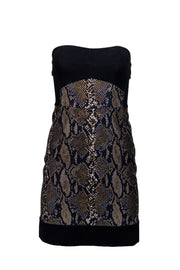 Current Boutique-Diane von Furstenberg - Black Strapless Snakeskin Dress Sz 4