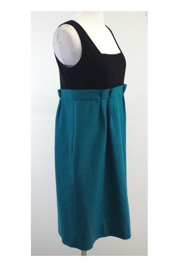 Current Boutique-Diane von Furstenberg - Black & Teal Wool Dress Sz 12