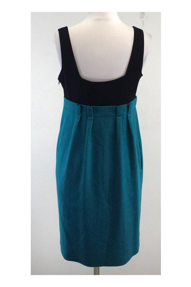 Current Boutique-Diane von Furstenberg - Black & Teal Wool Dress Sz 12