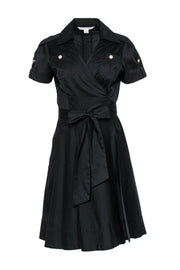 Current Boutique-Diane von Furstenberg - Black Utility-Style Fit & Flare Wrap Dress Sz 8