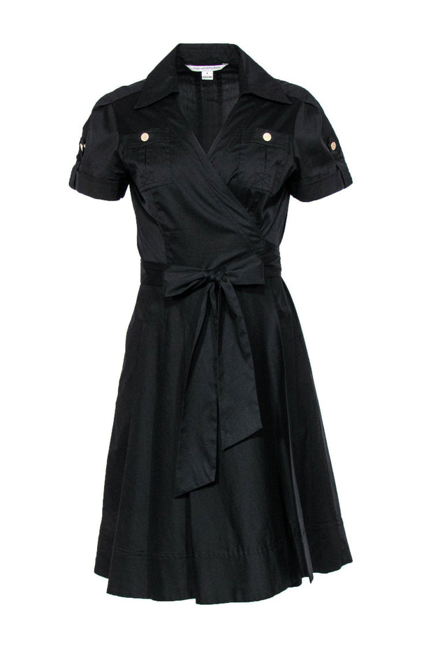 Current Boutique-Diane von Furstenberg - Black Utility-Style Fit & Flare Wrap Dress Sz 8