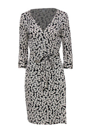 Current Boutique-Diane von Furstenberg - Black & White Pattern Silk Wrap Dress Sz 12