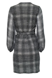 Current Boutique-Diane von Furstenberg - Black & White Plaid Printed Silk Wrap Dress Sz 10