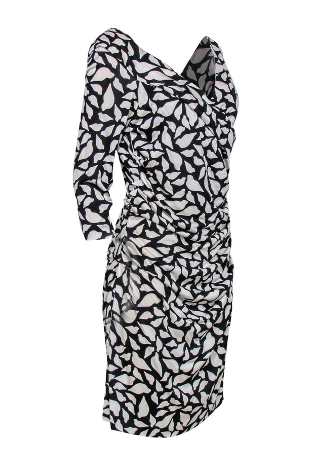Current Boutique-Diane von Furstenberg - Black & White Printed Silk Midi Dress Sz 14