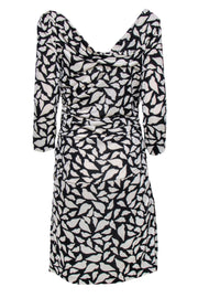 Current Boutique-Diane von Furstenberg - Black & White Printed Silk Midi Dress Sz 14