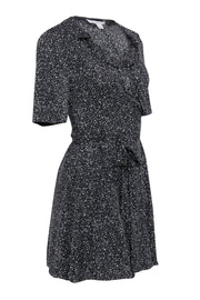 Current Boutique-Diane von Furstenberg - Black & White Spotted Silk Wrap Dress Sz 2