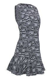 Current Boutique-Diane von Furstenberg - Black & White Textured Printed Flared Hem Dress Sz 6