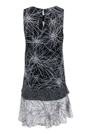 Current Boutique-Diane von Furstenberg - Black & White Tiered Multi-Print Sleeveless Dress Sz M