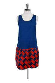 Current Boutique-Diane von Furstenberg - Blue Patterned Dress Sz 4