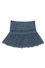 Current Boutique-Diane von Furstenberg - Blue Patterned Mini Swing Skirt Sz 6