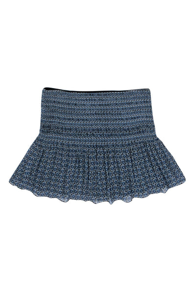 Current Boutique-Diane von Furstenberg - Blue Patterned Mini Swing Skirt Sz 6