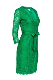 Current Boutique-Diane von Furstenberg - Bright Green Lace Wrap Dress Sz 2