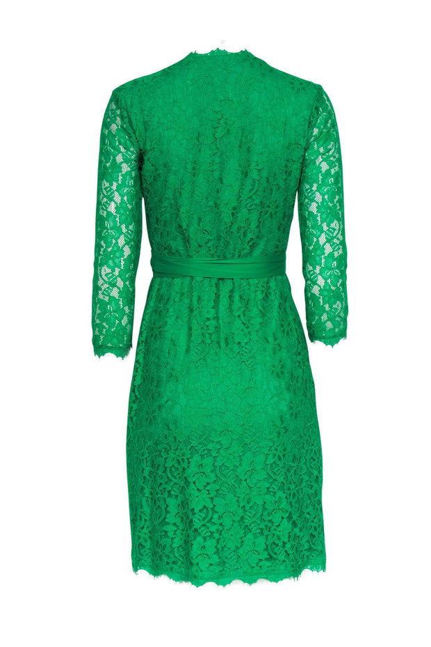 Current Boutique-Diane von Furstenberg - Bright Green Lace Wrap Dress Sz 2