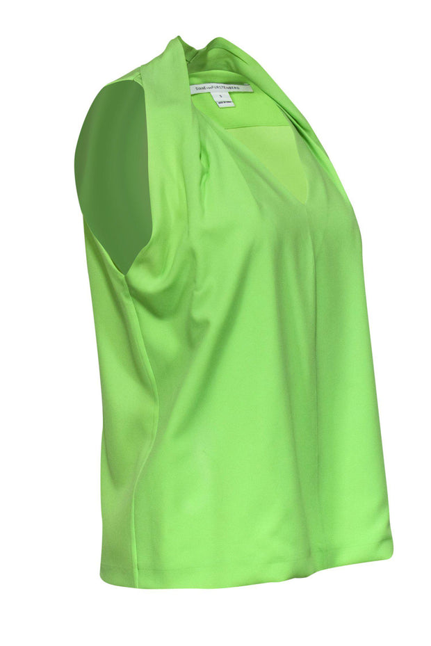 Current Boutique-Diane von Furstenberg - Bright Lime Green Draped Tank Sz S