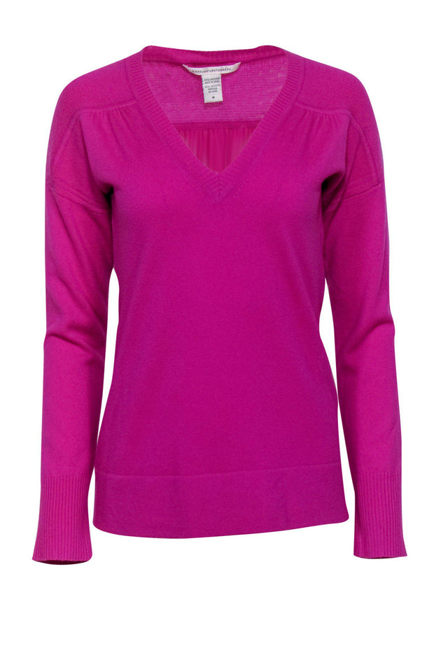 Current Boutique-Diane von Furstenberg - Bright Magenta Cashmere Sweater Sz M