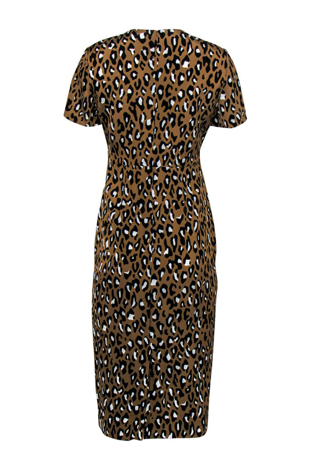 Current Boutique-Diane von Furstenberg - Brown Leopard Print Sheath Midi Dress Sz 4