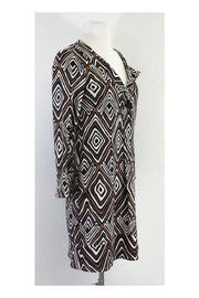 Current Boutique-Diane von Furstenberg - Brown & White Geo Print Silk Dress Sz 2