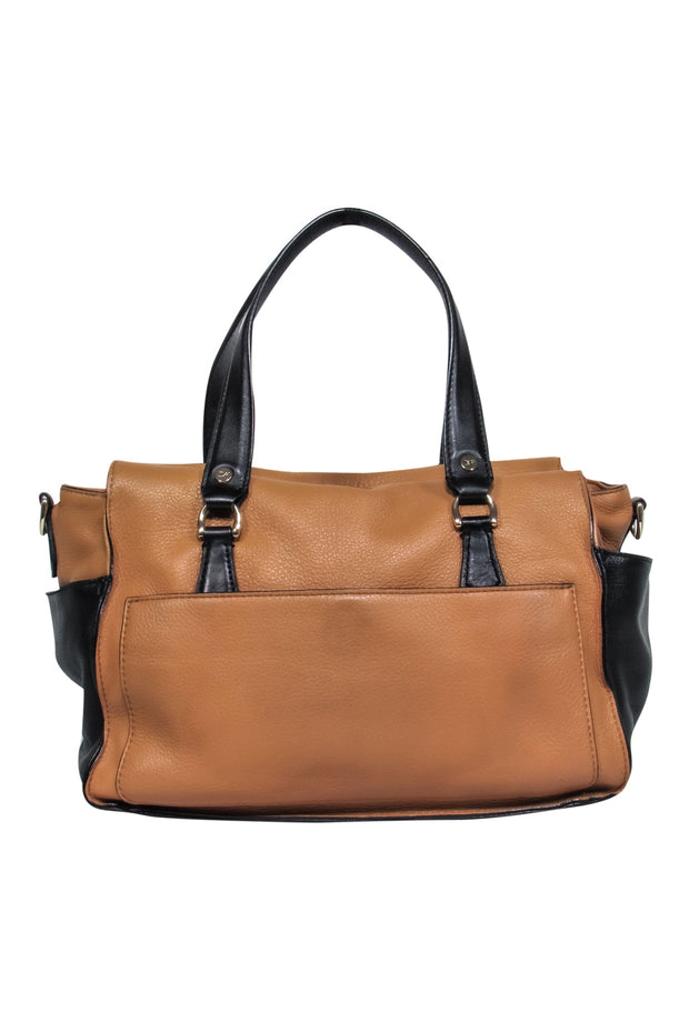 Current Boutique-Diane von Furstenberg - Camel & Black Leather Satchel Bag