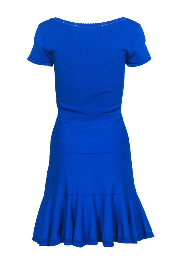 Current Boutique-Diane von Furstenberg - Cobalt Blue Short Sleeve Knit Dress w/ Flounce Sz S/M