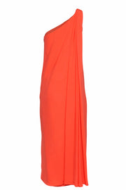 Current Boutique-Diane von Furstenberg - Coral One-Shoulder Grecian Column Maxi Dress Sz 4
