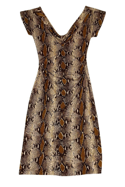 Current Boutique-Diane von Furstenberg - Cowl Neck Snakeskin Dress Sz 2