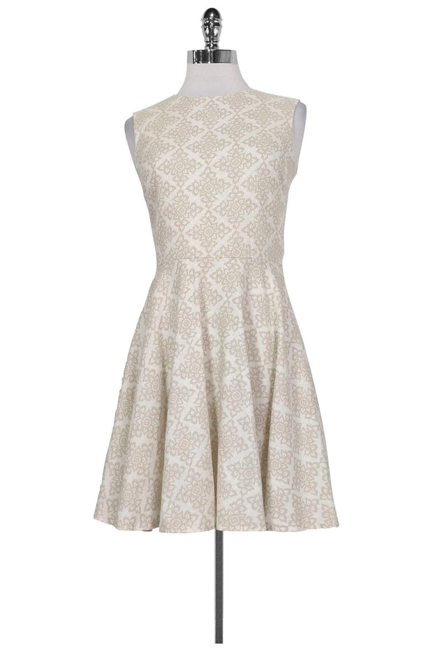 Current Boutique-Diane von Furstenberg - Cream & White Skater Dress Sz 2