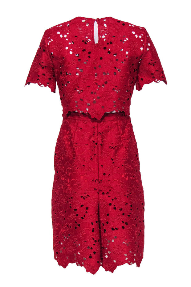 Current Boutique-Diane von Furstenberg - Crimson Red Lace Sheath Dress Sz 2