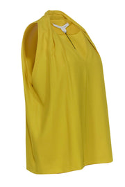 Current Boutique-Diane von Furstenberg - Dandelion Yellow Draped Sleeveless "Reagan" Blouse Sz L