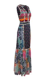 Current Boutique-Diane von Furstenberg - Floral, Snakeskin & Polka Dot Print Patchwork Maxi Dress Sz 12