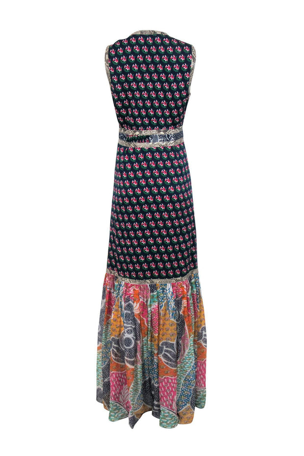 Current Boutique-Diane von Furstenberg - Floral, Snakeskin & Polka Dot Print Patchwork Maxi Dress Sz 12