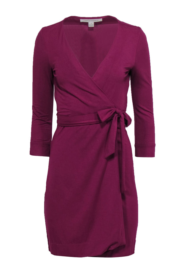 Current Boutique-Diane von Furstenberg - Fuchsia Classic Quarter Sleeve Wrap Dress Sz 0