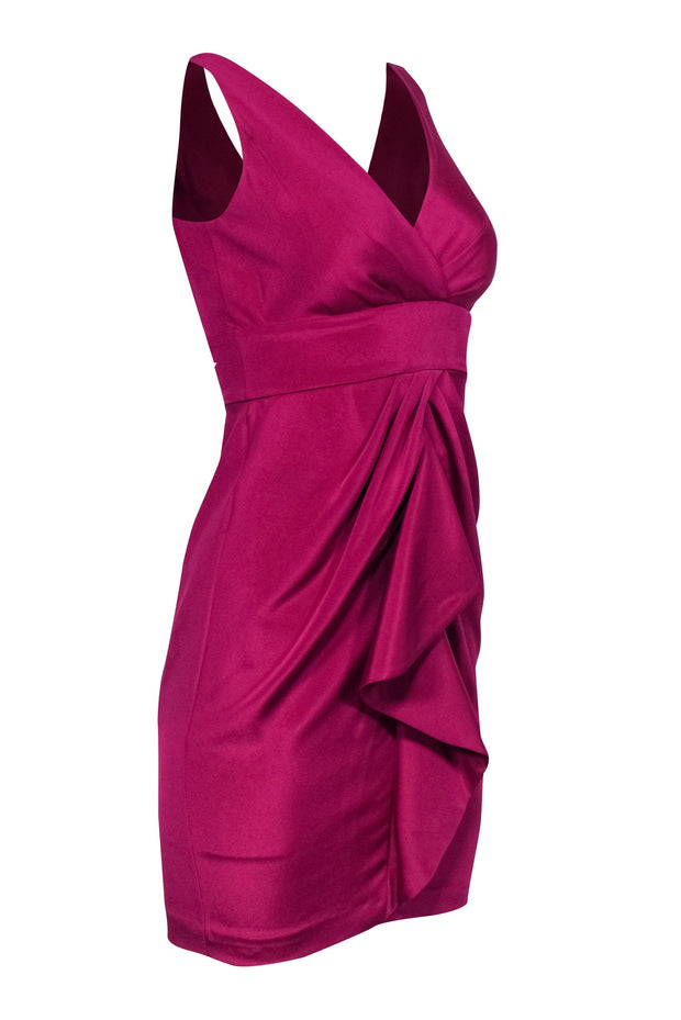 Current Boutique-Diane von Furstenberg - Fuchsia Draped Silk Sheath Dress Sz 0