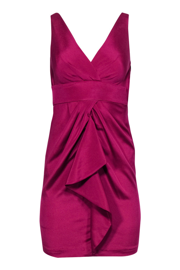 Current Boutique-Diane von Furstenberg - Fuchsia Draped Silk Sheath Dress Sz 0