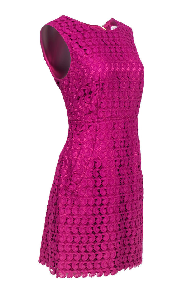 Current Boutique-Diane von Furstenberg - Fuchsia Lace Sheath Dress w/ Pockets Sz 8