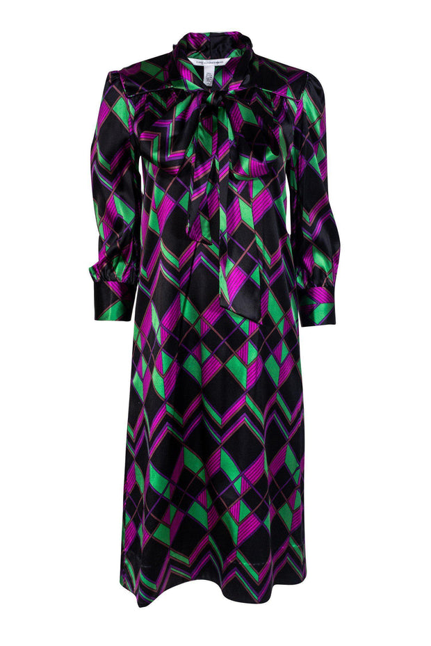 Current Boutique-Diane von Furstenberg - Geometric Print Silk Blend Shift Dress Sz 2