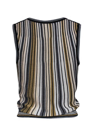 Current Boutique-Diane von Furstenberg - Gold, Black, & Grey Glitter Knit Surplice Top Sz P