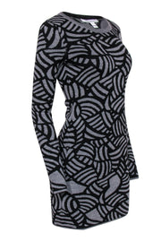 Current Boutique-Diane von Furstenberg - Gray & Black Scalloped Print Sweater Dress Sz S