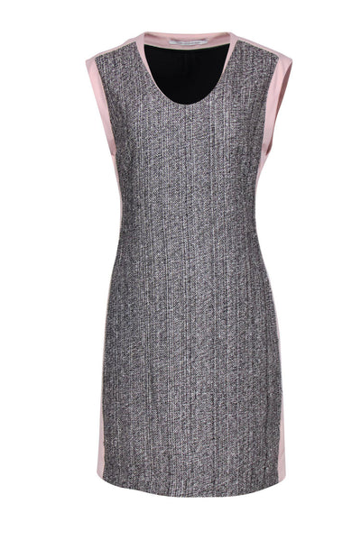 Current Boutique-Diane von Furstenberg - Gray Tweed & Baby Pink Sheath Dress Sz 6