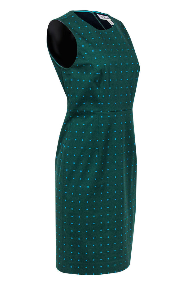 Current Boutique-Diane von Furstenberg - Green Polka Dot Sheath Dress Sz 8