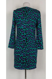 Current Boutique-Diane von Furstenberg - Green & Purple Animal Print Dress Sz 4