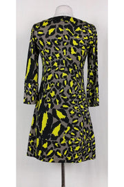 Current Boutique-Diane von Furstenberg - Grey & Yellow Leopard Print Shift Sz 2