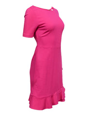 Current Boutique-Diane von Furstenberg - Hot Pink Sheath Dress w/ Flounce Hem Sz 4