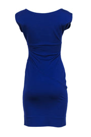 Current Boutique-Diane von Furstenberg - Indigo V-Neck Bodycon w/ Ruched Side Sz 4