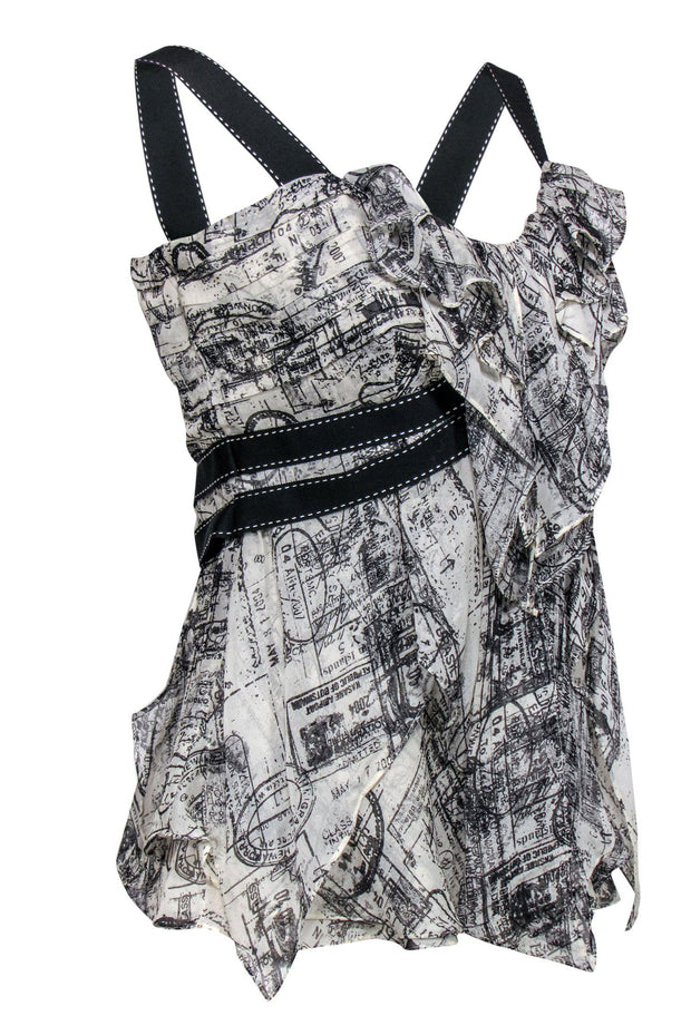 Current Boutique-Diane von Furstenberg - Ivory Silk Printing Press Print Tank Sz 8