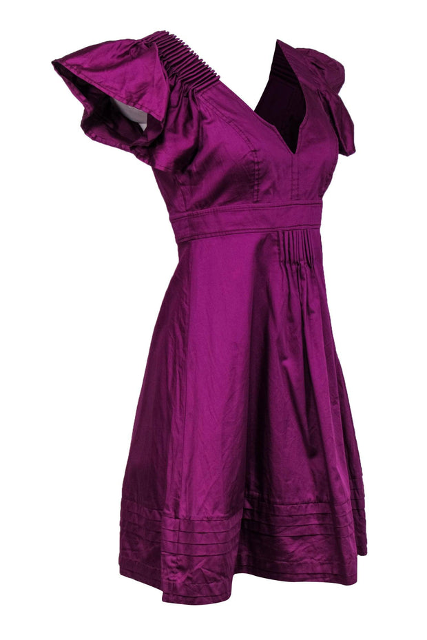 Current Boutique-Diane von Furstenberg - Magenta Cotton Babydoll Dress w/ Ruffles Sz 4