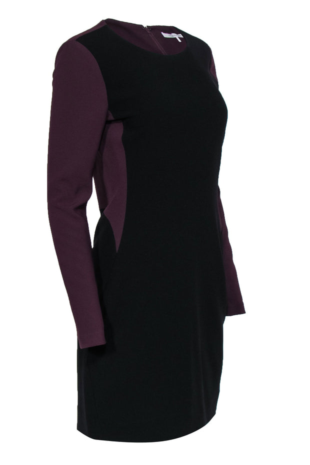 Current Boutique-Diane von Furstenberg - Maroon & Brown Long Sleeve Shift Dress Sz 8